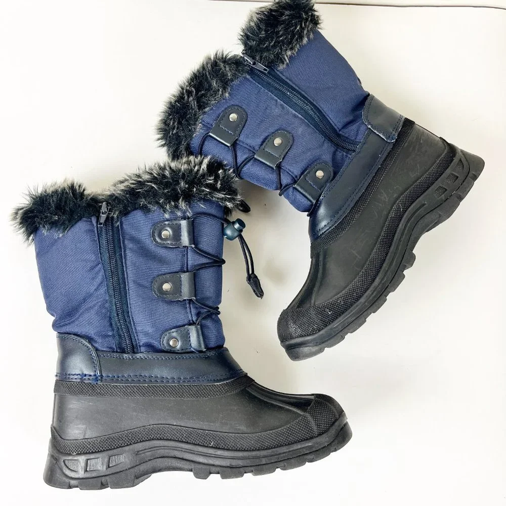 2/$30 Dream Pairs Thinsulate K Snow Waterproof Navy Snow Boots 3